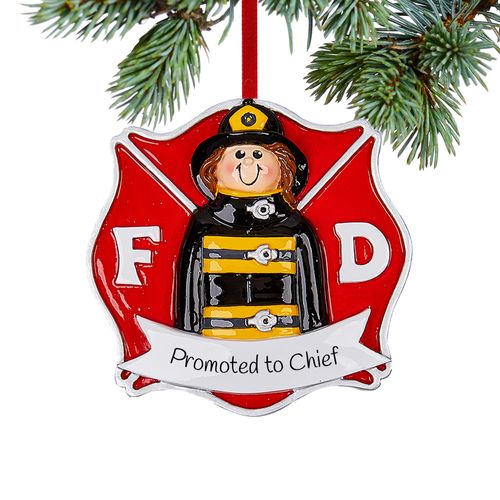 Personalized Firefighter Girl Christmas Ornament