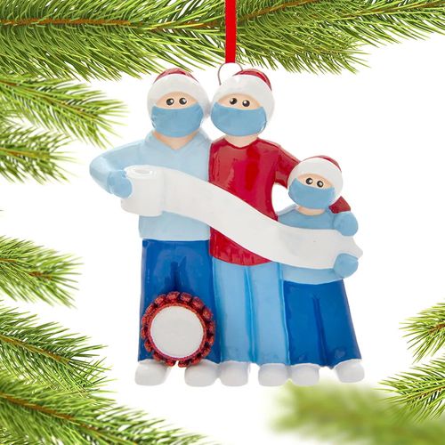 Personalized Vaccine Pandemic Survival Family of 3 Christmas Ornament