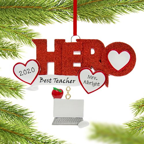 Personalized Hero Teacher Christmas Ornament