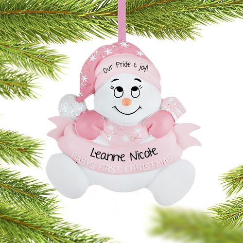 Personalized Snow Baby First Christmas Girl Christmas Ornament