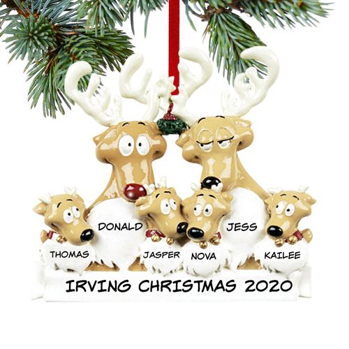 Personalized Reindeer Family 6 Christmas Ornament