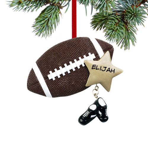Personalized Football with Star and Cleats Christmas Ornament