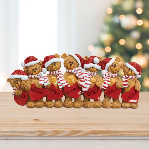 Personalized Bears With Hearts Family 7 Table Decoration Christmas Ornament