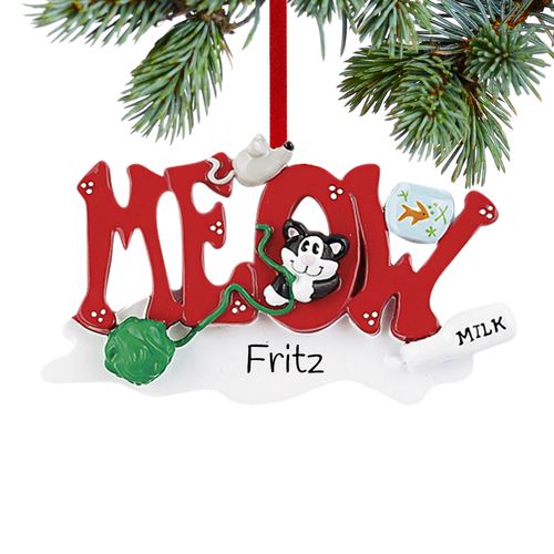 Personalized Meow Cat Letters Christmas Ornament