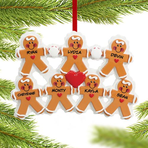 Personalized Gingerbread Family 7 Christmas Ornament