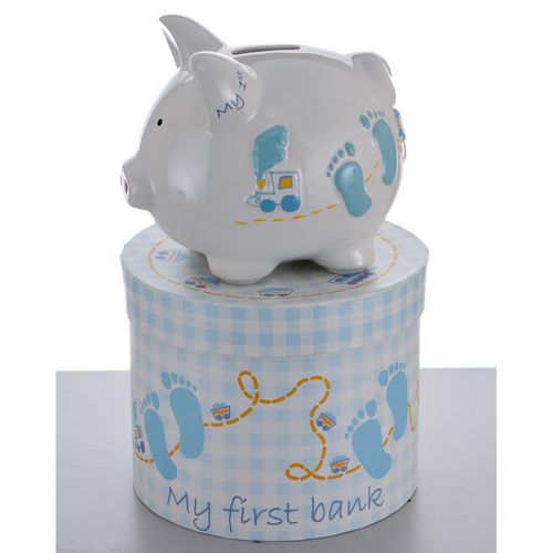 Personalized Mini Baby Boy Piggy Bank Christmas Ornament