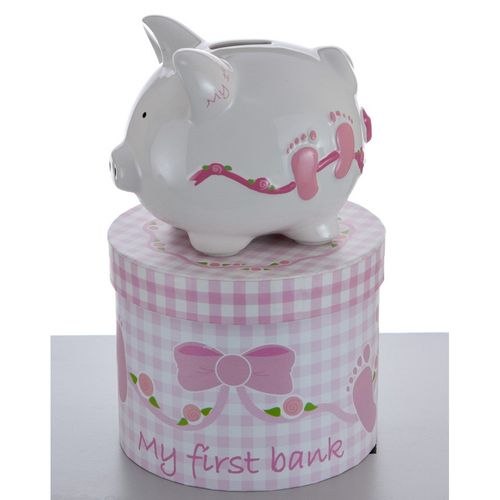 Personalized Mini Baby Girl Piggy Bank Christmas Ornament