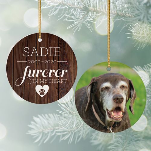 Personalized 'Furever In My Heart' Dog Memorial Christmas Ornament