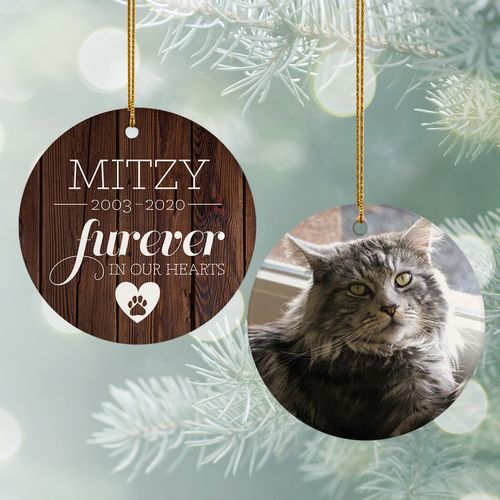 Personalized 'Furever In My Heart' Cat Memorial Christmas Ornament