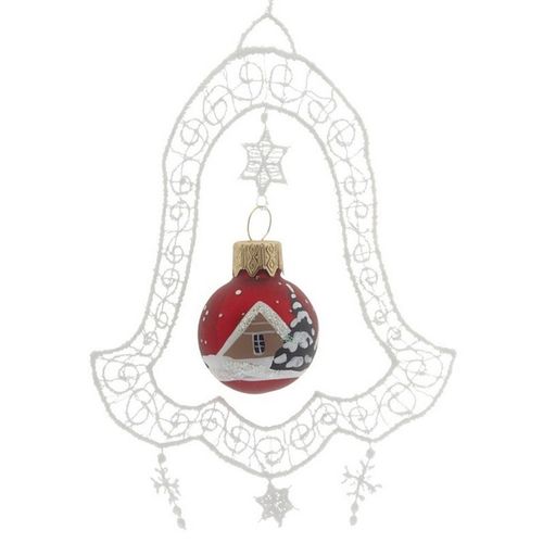 Lace Bell with Red Glass Ball Christmas Ornament