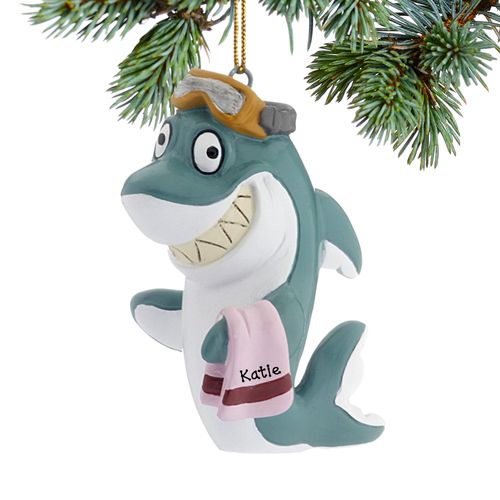 Personalized Beach Shark Christmas Ornament