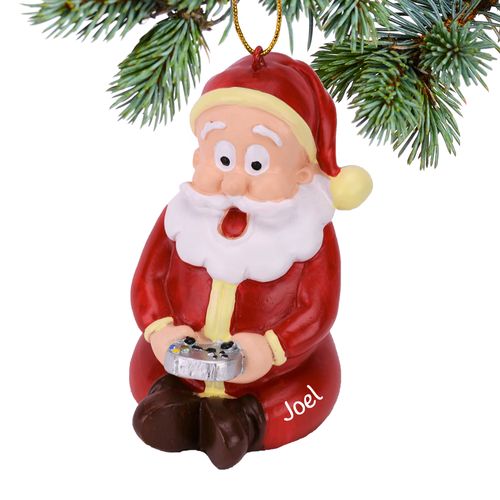 Personalized Gamer Santa Christmas Ornament