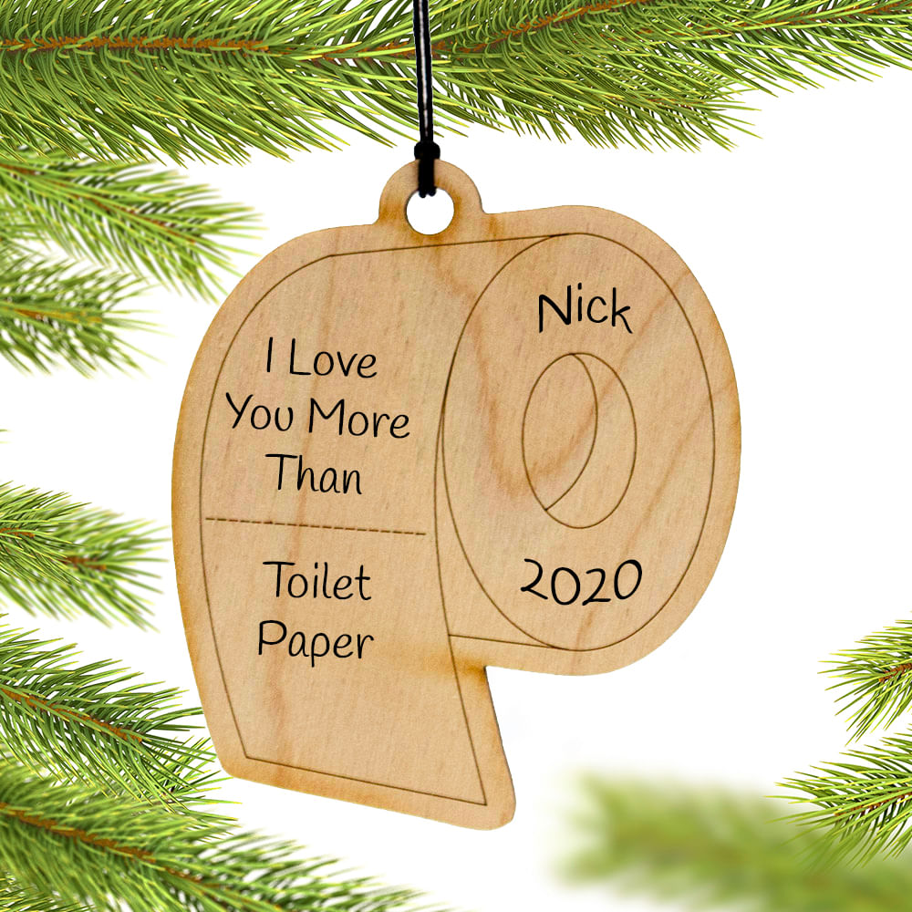 Personalized Wood Toilet Paper Ornament Personalized Christmas