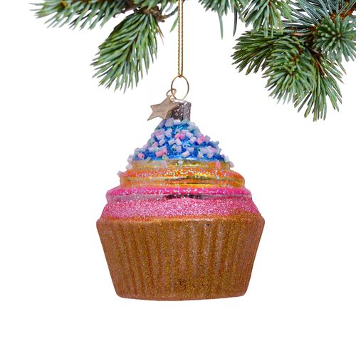 Rainbow Cupcake Christmas Ornament