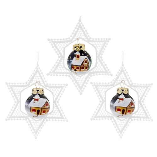 Lace Star with Mini Glass Ball (Set of 3) Christmas Ornament