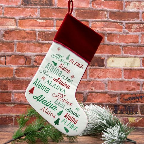 Personalized Christmas Stocking Repeating Name