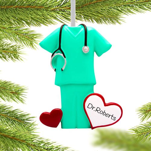 Personalized Green Scrubs Christmas Ornament