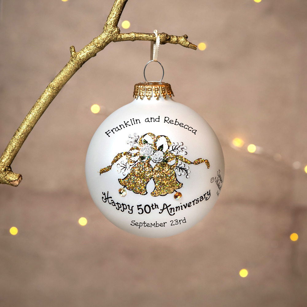 Personalized Happy 50th Anniversary Bells Christmas Ornament