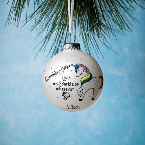 Personalized Granddaughter Unicorn Christmas Ornament