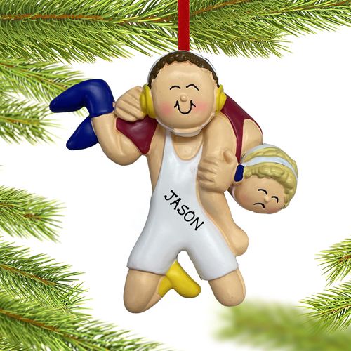 Personalized Wrestling Male Christmas Ornament