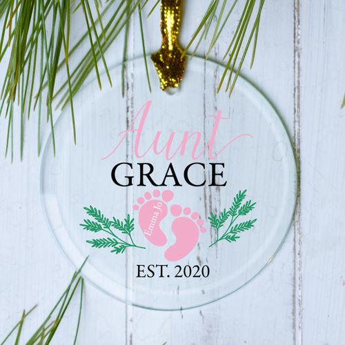 Personalized Aunt Footprint Christmas Ornament