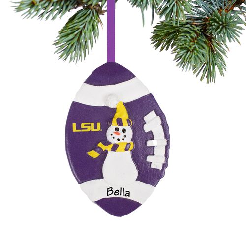 Personalized Louisiana Football Snowman Christmas Ornament