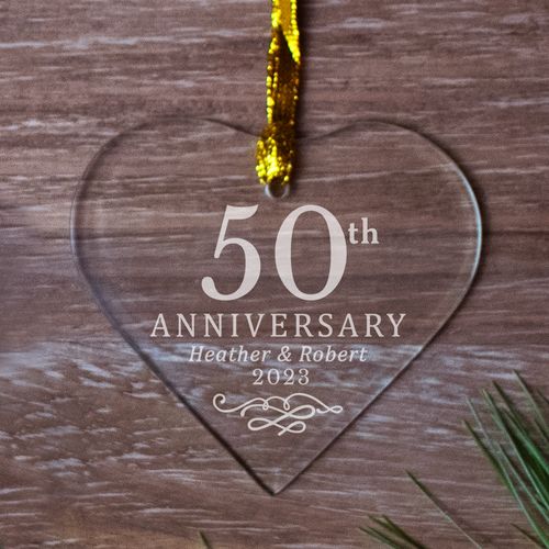 Personalized 50th Anniversary Heart Christmas Ornament