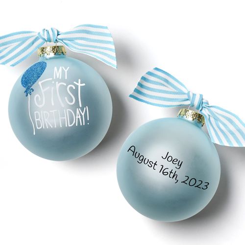 Personalized My First Birthday Blue Christmas Ornament
