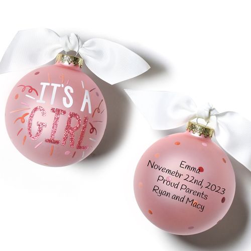 Personalized It's a Girl Popper Christmas Ornament