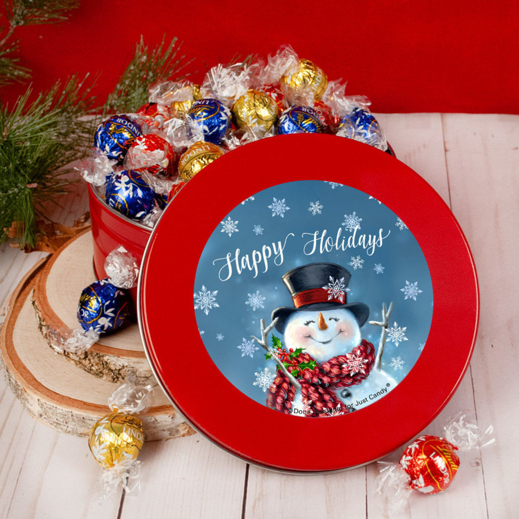 Christmas Jolly Snowman Tin with Lindt Truffles (approx 35 pcs