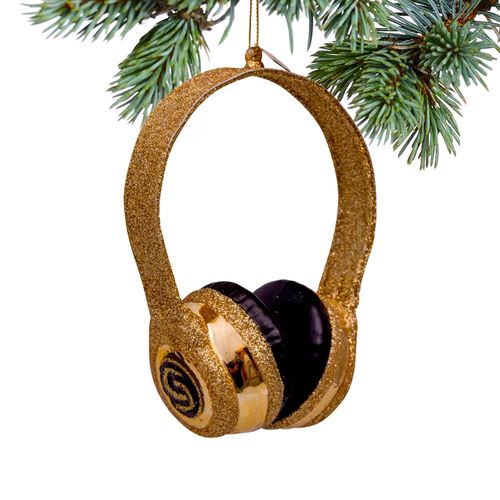 Gold Glitter Headset Christmas Ornament