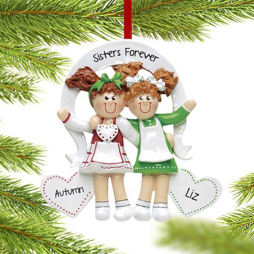 Personalized Friends with Hearts Christmas Ornament