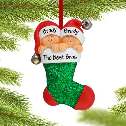 Personalized Brothers in Stocking Christmas Ornament