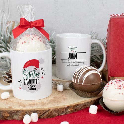 Personalized Santa's Favorite Boss 11oz Mug with Hot Chocolate Bomb