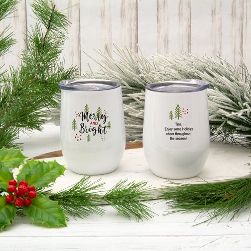 Christmas Merry and Bright Wine Tumbler (12oz)