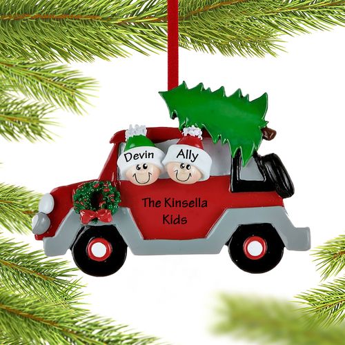 Personalized Car Siblings Christmas Ornament