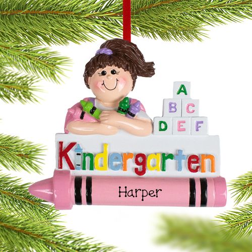 Personalized Kindergarten Girl Christmas Ornament