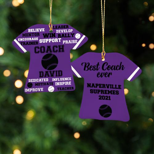 Personalized Best Coach Baseball - Purple Christmas Ornament