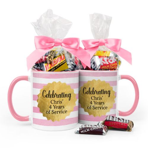 Personalized Retirement Gold Badge 11oz Mug with Hershey's Miniatures