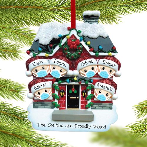 Personalized Vaccine Pandemic Family of 6 Christmas Ornament