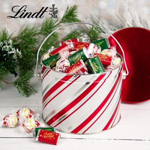 Candy Stripes Hershey's Happy Holidays Miniatures & Peppermint Lindt Truffles Tin - 1.9 lb
