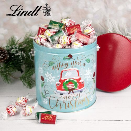 Vintage Christmas Hershey's Happy Holidays Miniatures & Lindt Truffles Tin - 3 lb