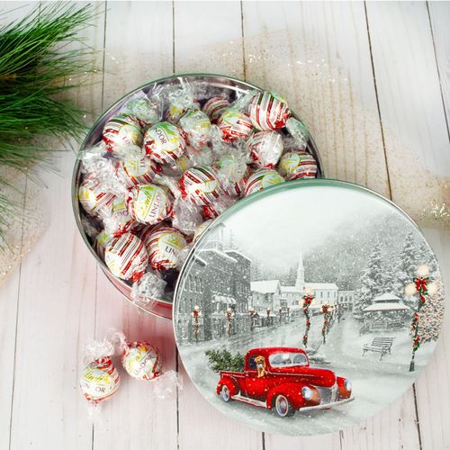 Snowy Drive Christmas Gift Tin Lindor Truffles by Lindt - 35pcs