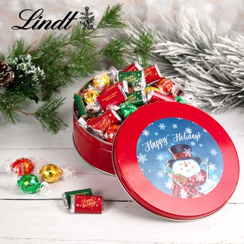 Christmas Jolly Snowman Tin with Lindor Truffles by Lindt - 24pcs
