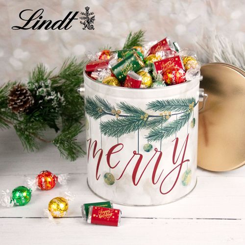 Very Merry Hershey's Happy Holidays Miniatures & Lindt Truffles Tin - 3 lb