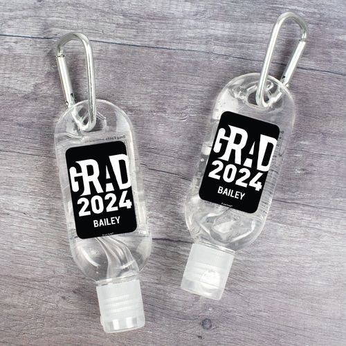 Personalized Graduation Hand Sanitizer with Carabiner 1 oz Bottle - Grad