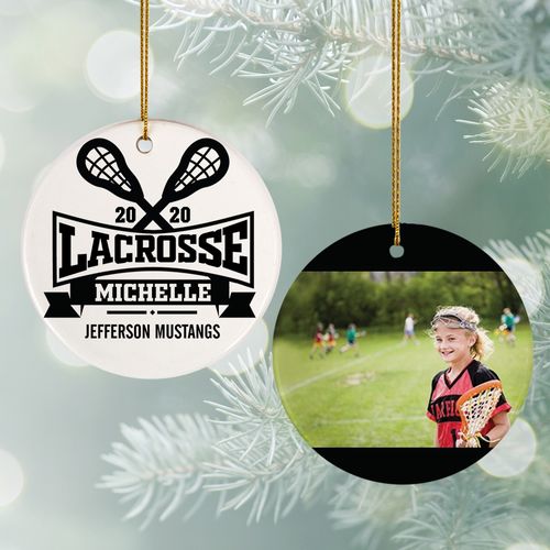 Personalized Lacrosse Photo Christmas Ornament
