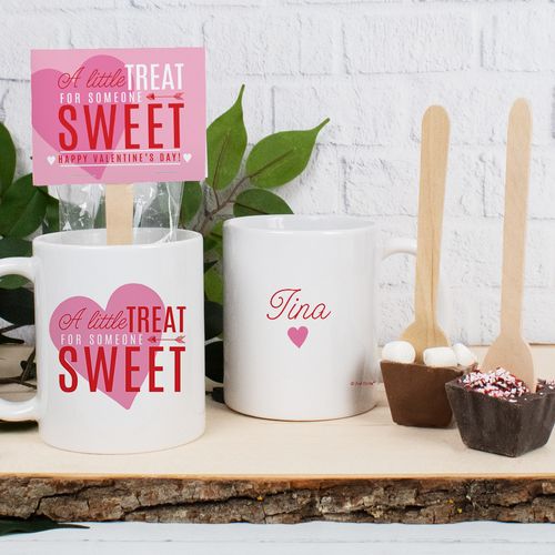 Personalized Valentine's Little Treat for Someone Sweet 11oz Mug with Hot Chocolate Spoon