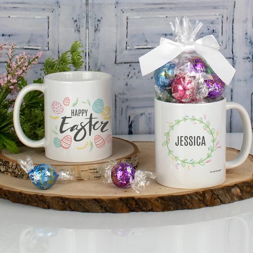 Personalized 11oz Mug with Lindt Truffles - Pastel Easter Eggs