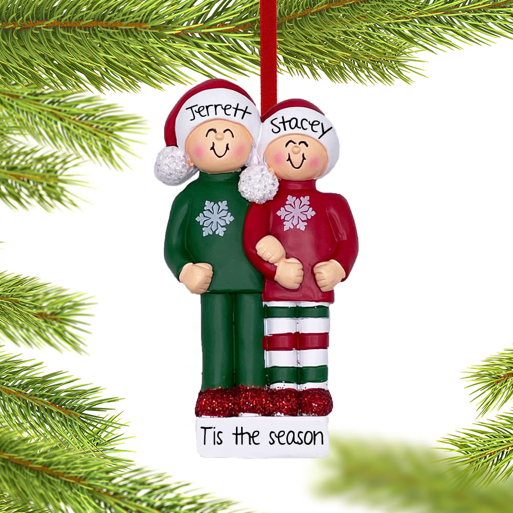 Personalized Christmas Pajamas Couple Christmas Ornament - Personalized ...